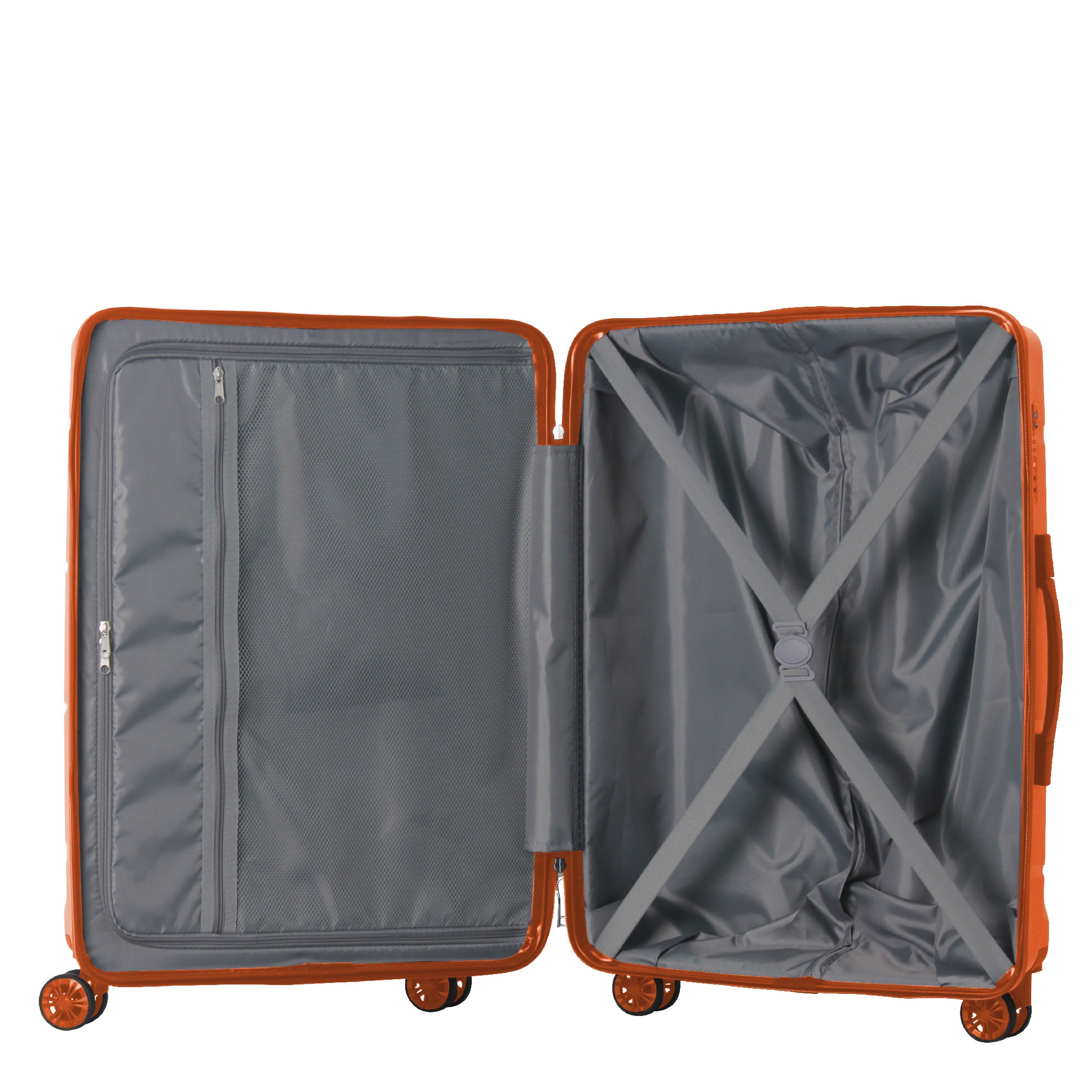 3-Piece Luggage Sets (20", 24", 28"), Suitcase With Wheels, Hardside Suitcase With Four Spinner Wheels And Scratch-Resistant Surface, Orange_voghion.com